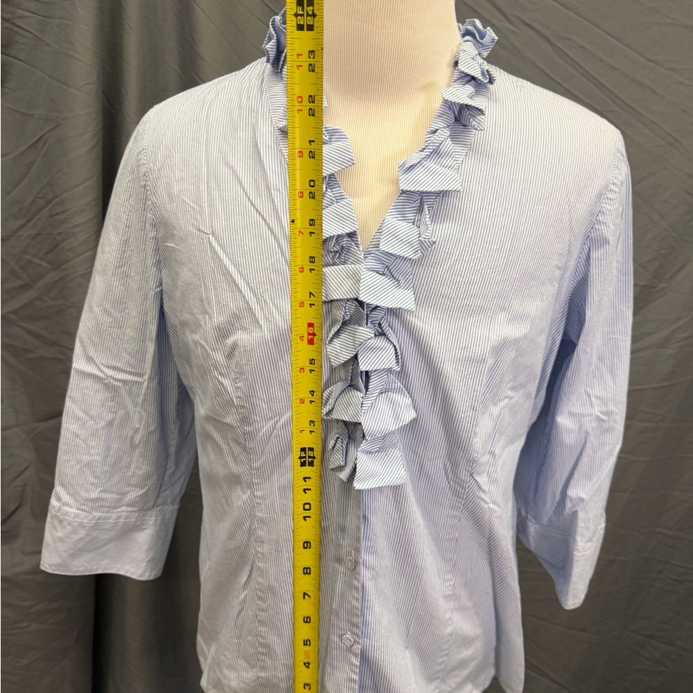 Talbots Light Blue Ruffle Blouse - Picture 5 of 6